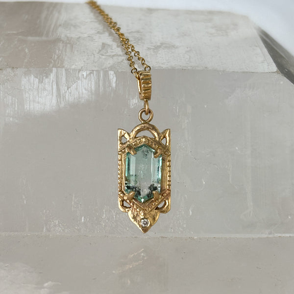 Myth and Stone Temple of Hope green beryl pendant