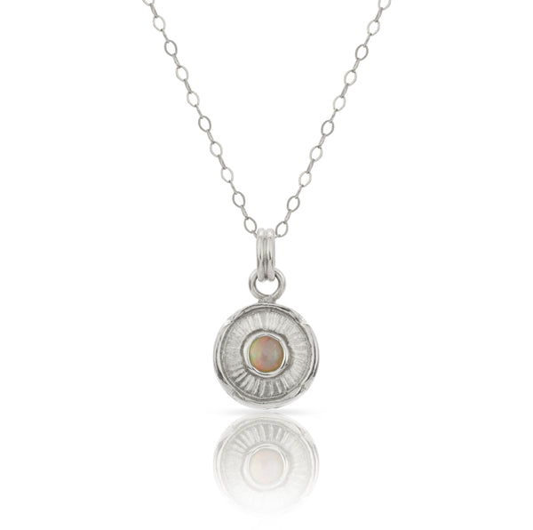 Myth and Stone Inner Light pendant back view of Opal