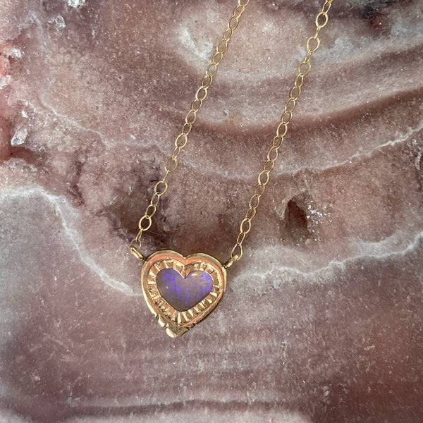 Myth and Stone Radiant Heart opal necklace back view