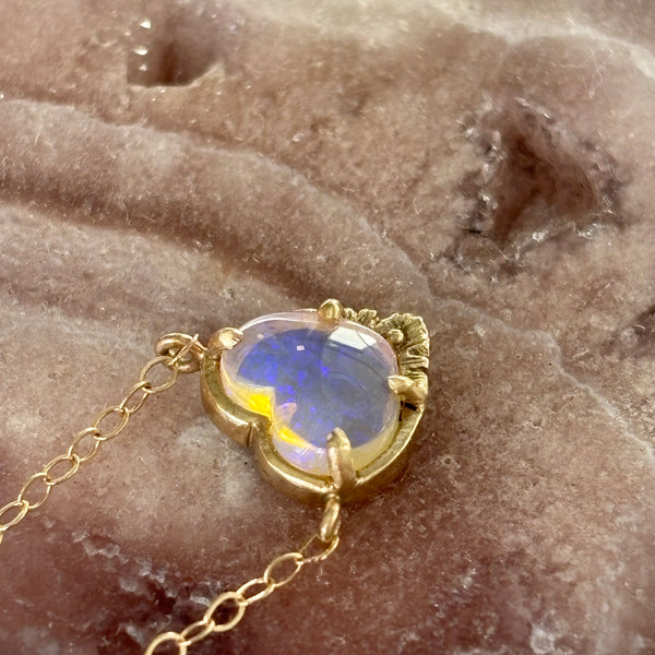 Myth and Stone Radiant Heart opal necklace side view