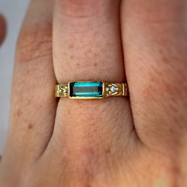 Myth and Stone Rainy Day Oracle ring on hand