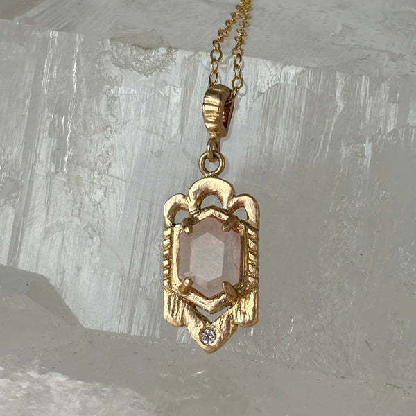 Myth and Stone Temple of Love morganite oendant