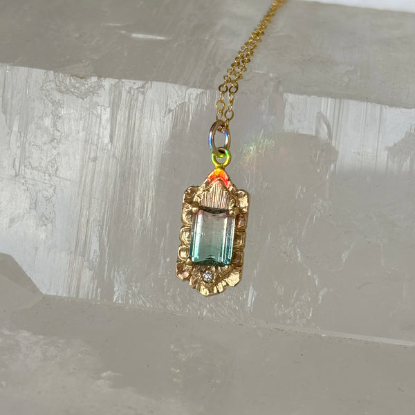Myth and Stone Temple of Peace tourmaline pendant with rainbow