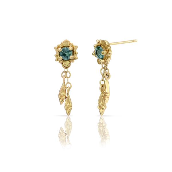 Myth and Stone Fortuna Sapphire drop earrings side view