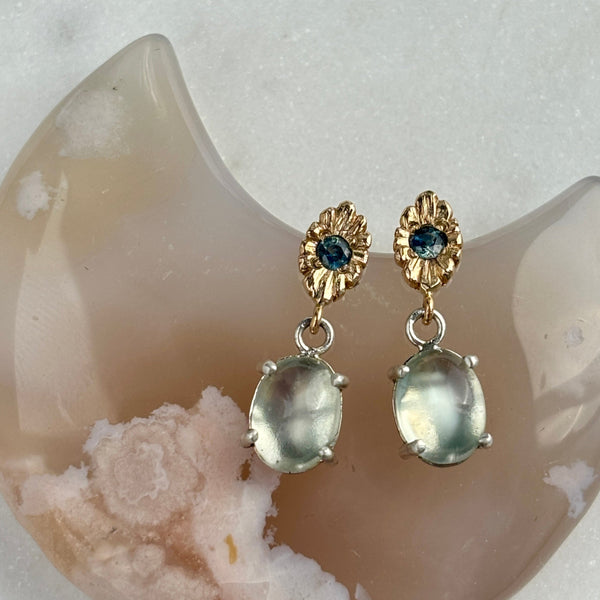 Myth and Stone Midnight Moon sapphire and moonstone earrings
