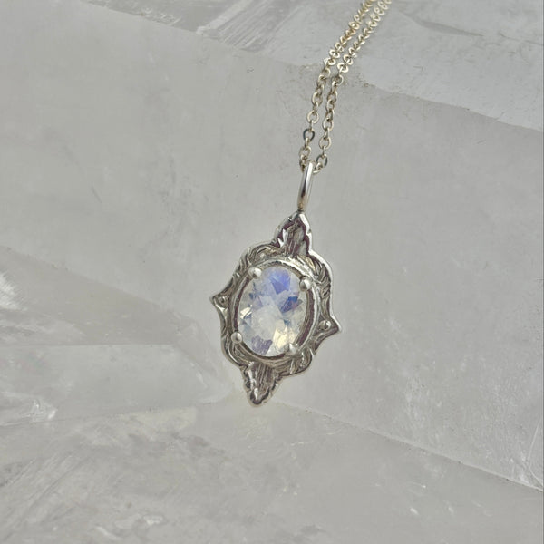 Myth and Stone Mystic Mirror moonstone pendant in silver