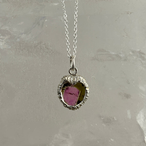 Myth and Stone Wild Heart watermelon tourmaline pendant in silver