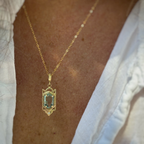 Myth and Stone Temple of Hope pendant on model