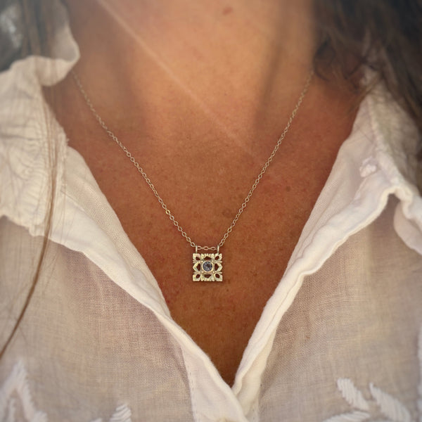 Myth and Stone Sequence necklace in silver on model