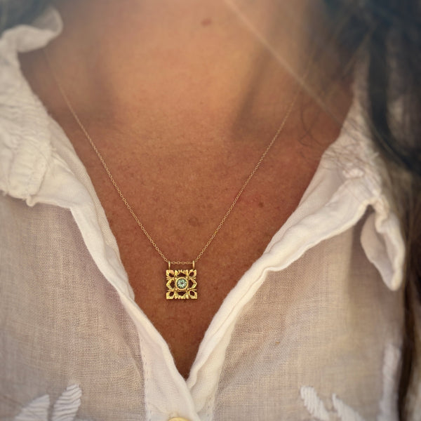 Myth and Stone Sequence necklace in gold on model