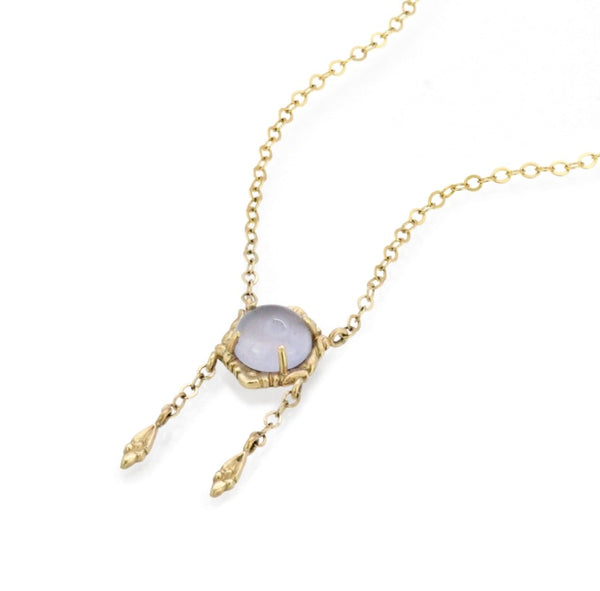 Myth and Stone Isla Chalcedony necklace in gold side view