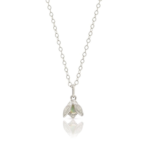Myth and Stone Alida opal bug charm in silver white background