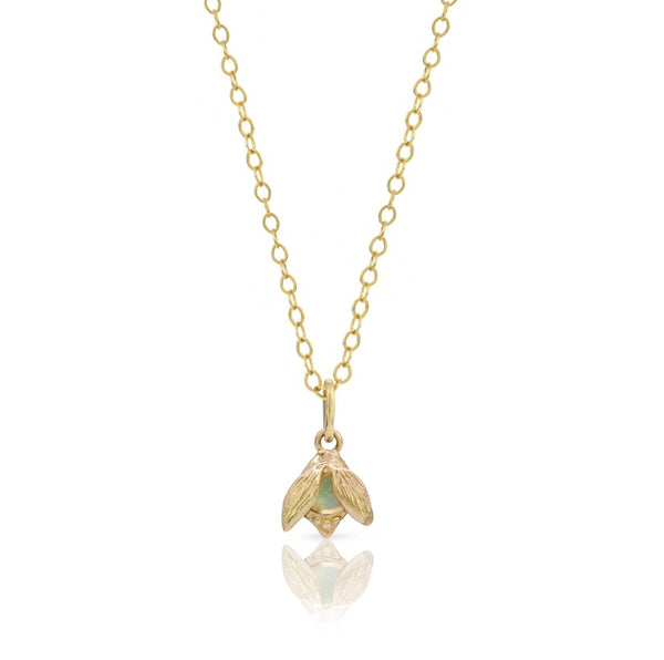 Myth and Stone Alida opal bug charm in gold white background