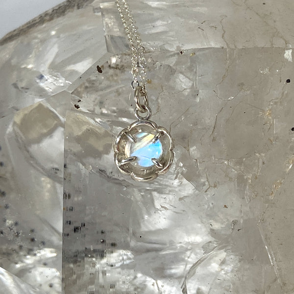 Myth and Stone Moon Portal moonstone pendant back view