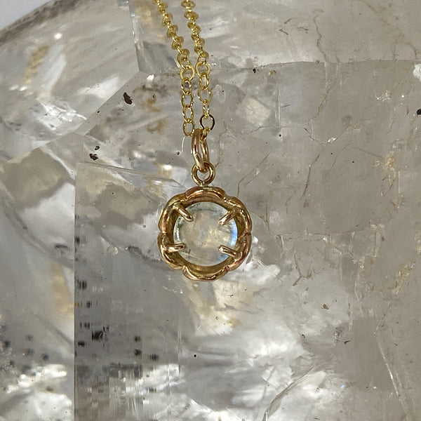 Myth and Stone Moon Portal moonstone pendant back view