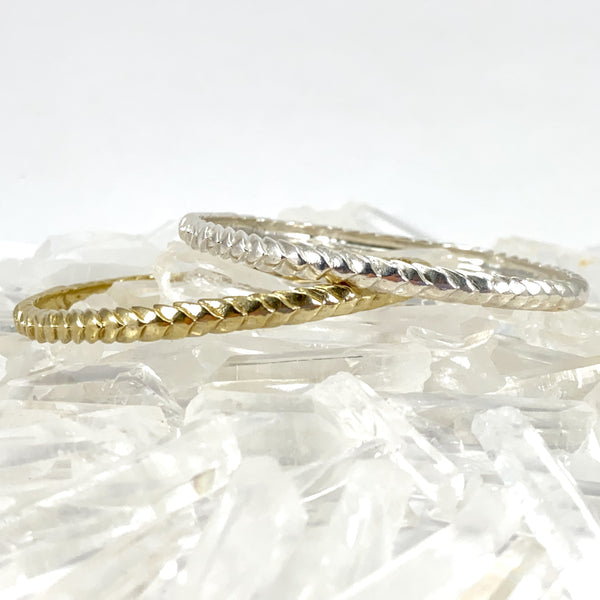 Myth and Stone Serpentine Bangle bracelets silver and bronze