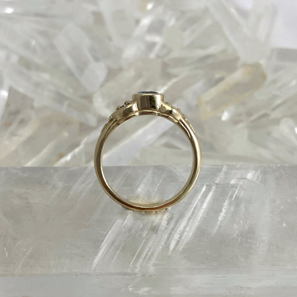 Myth and Stone Lenora ring in topaz and diamonds side view