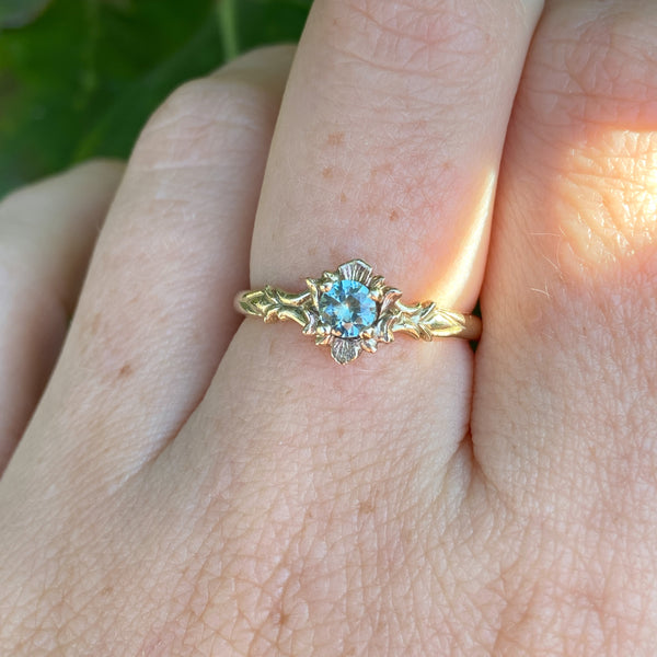 Myth and Stone Fortuna sapphire ring on hand