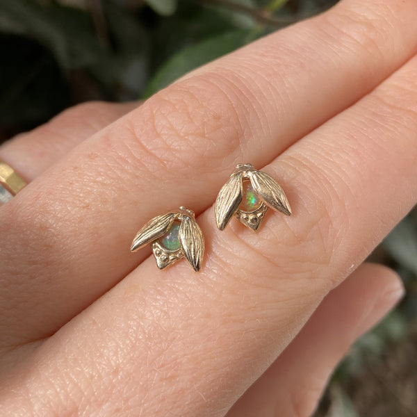 Alida opal bug studs in gold