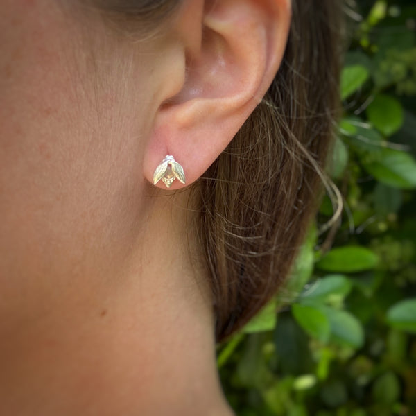Myth and Stone Alida opal bug studs on model