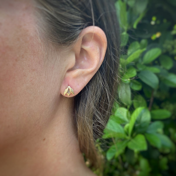 Myth and Stone Alida opal bug studs on model