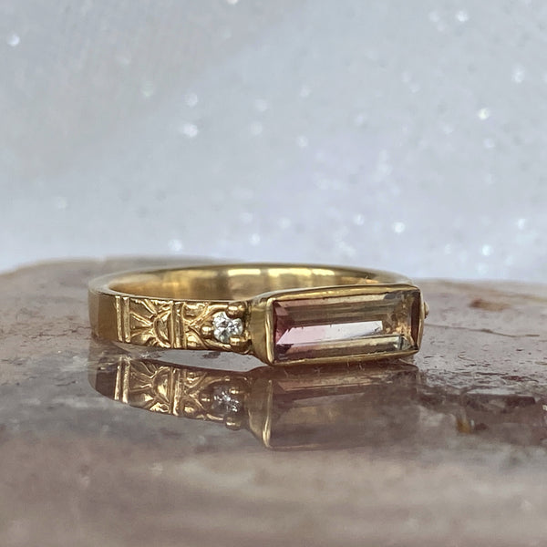 Myth and Stone Sunshine Oracle tourmaline and diamond ring side view