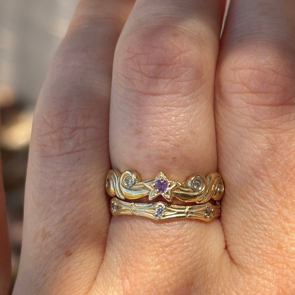 Myth and Stone Constellation ring stacked with Meteora ring