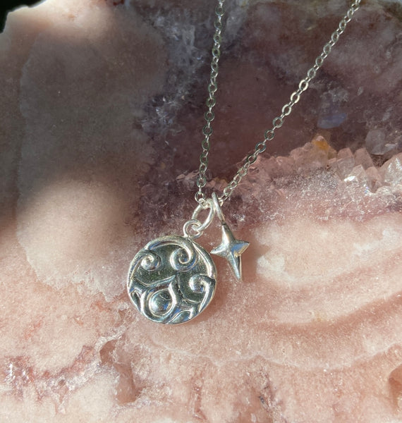 Myth and Stone North Star charm with Lotus medallion