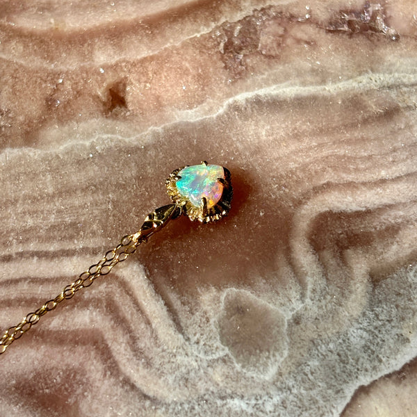 Myth and Stone Illuminated Heart opal charm side view