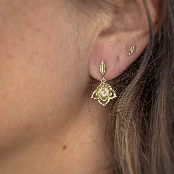 Myth and Stone Anika Sunstone earrings on ear