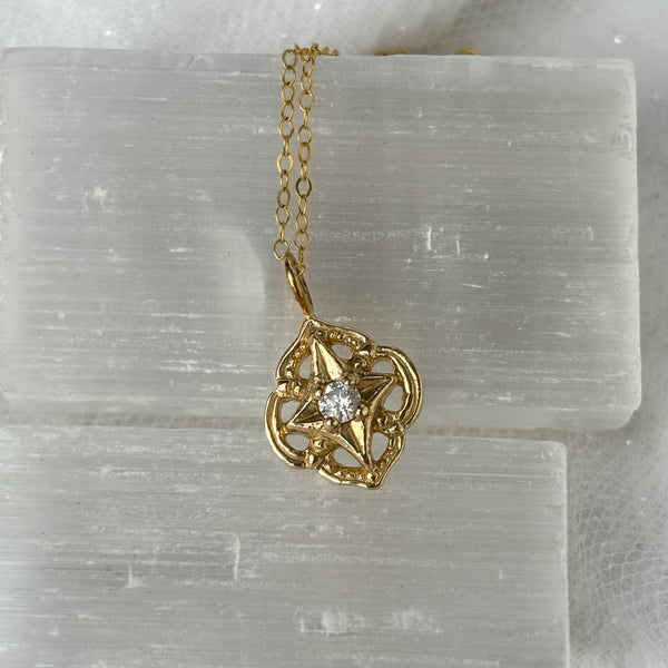 Myth and Stone Compass of Light pendant in gold with diamond