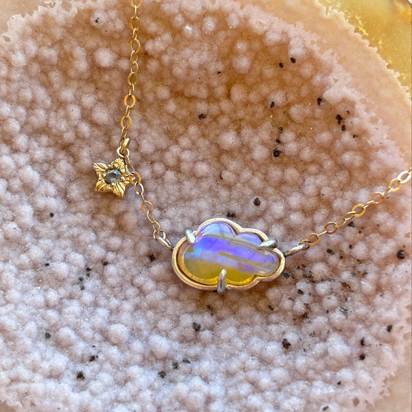 Myth and Stone Silver Linings opal cloud necklace
