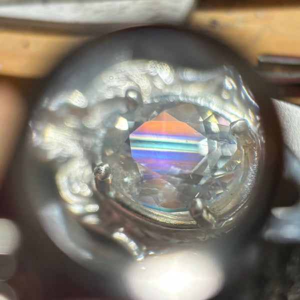 Myth and Stone Mystic Mirror moonstone under magnification