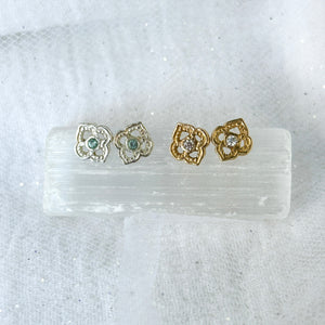 Myth and Stone Arabesque studs in silver and gold
