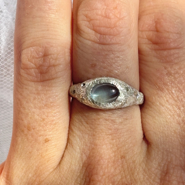 Myth and Stone Aquamarine Daydream ring on hand