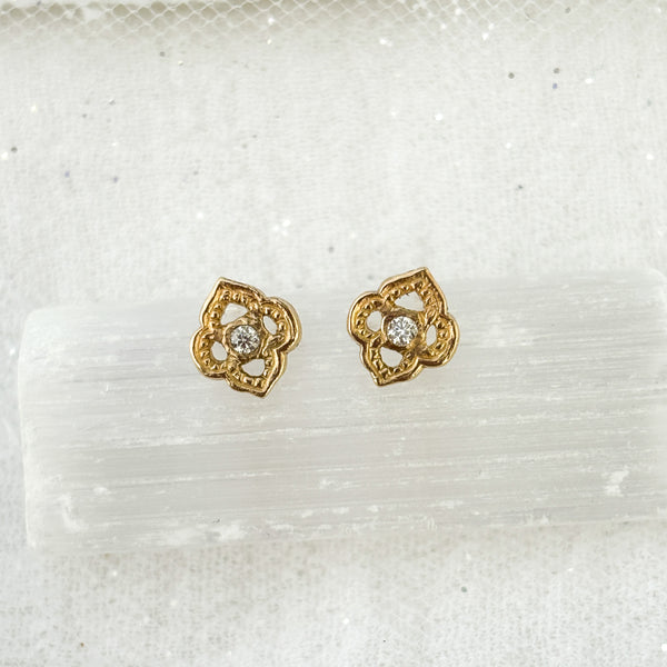 Myth and Stone Arabesque studs in gold with diamonds