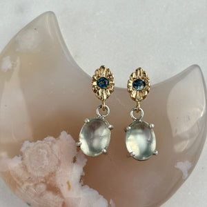 Myth and Stone Midnight Moon sapphire and moonstone earrings