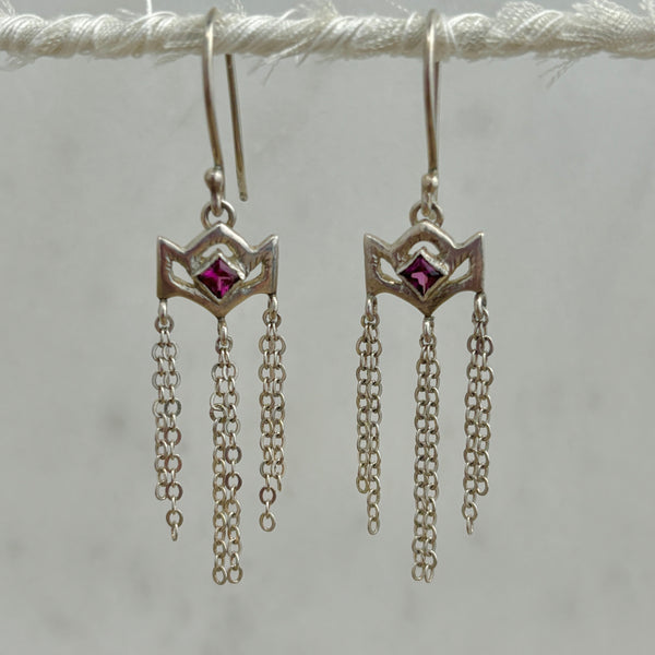 Myth and Stone Wind Chime garnet earrings in silver