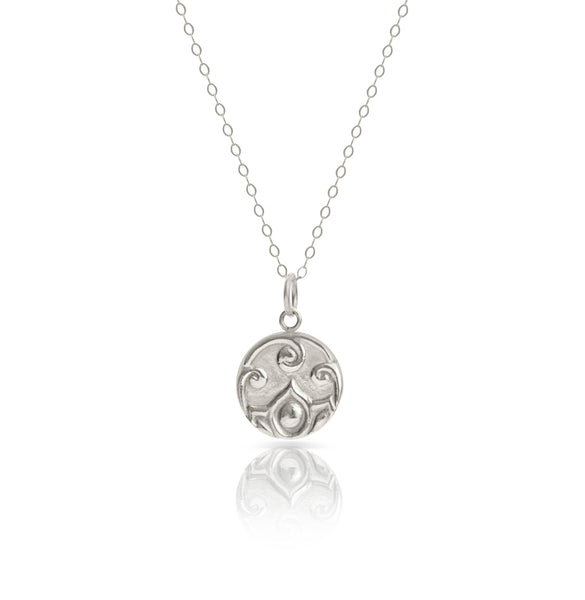 Myth and Stone Lotus medallion in silver