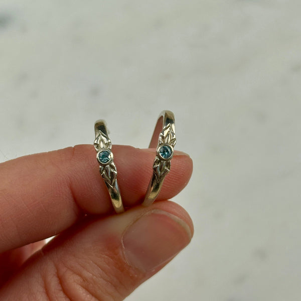 Myth and Stone As Above, So Below hoops in silver on hand