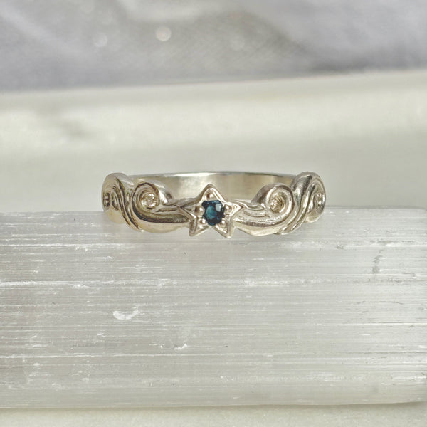 Myth and Stone Meteora sapphire and diamond ring in silver