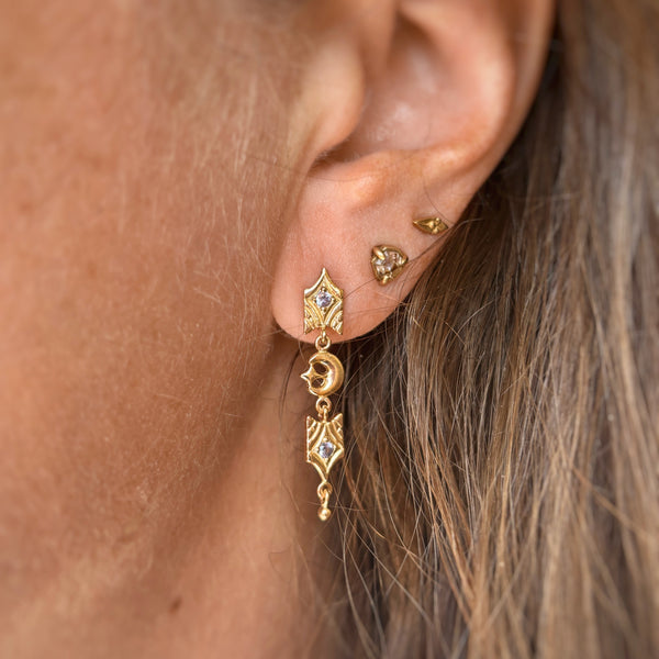 Myth and Stone Sweet Dreams tanzanite earrings on model