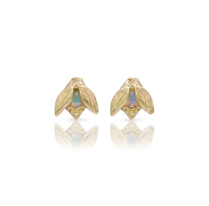 Myth and Stone Alida opal bug studs in gold with white background
