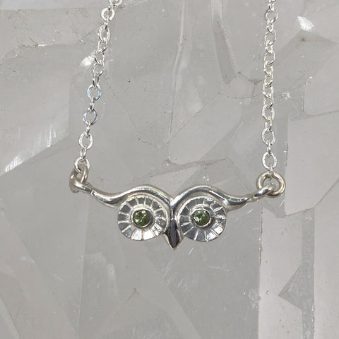 Myth and Stone Nocturna Owl peridot necklace