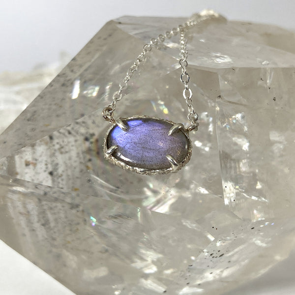 Myth and Stone Enchantress Purple Labradorite necklace back view