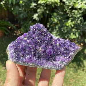 Myth and Stone Amethyst Cluster from Uruguay in hand