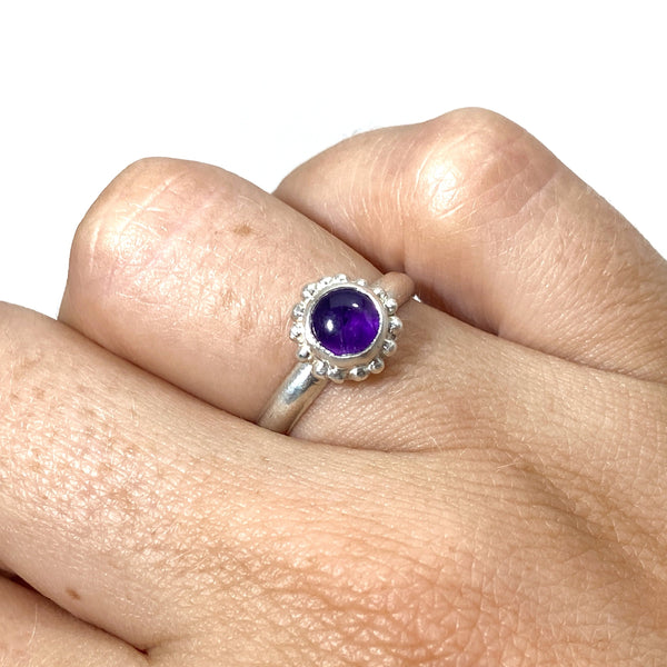 Myth and Stone Amethyst Bubble Ring on hand