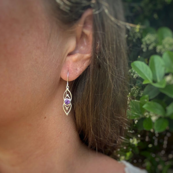 Myth and Stone Jolise earrings in amethyst on model