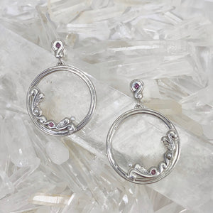 Myth and Stone Thalia drop hoop earrings with tourmalines and pearls