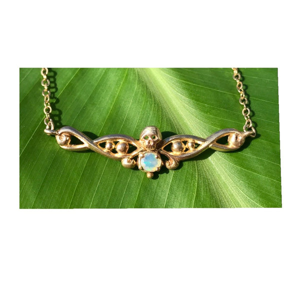 Myth and Stone Althea opal necklace in gold outisde view